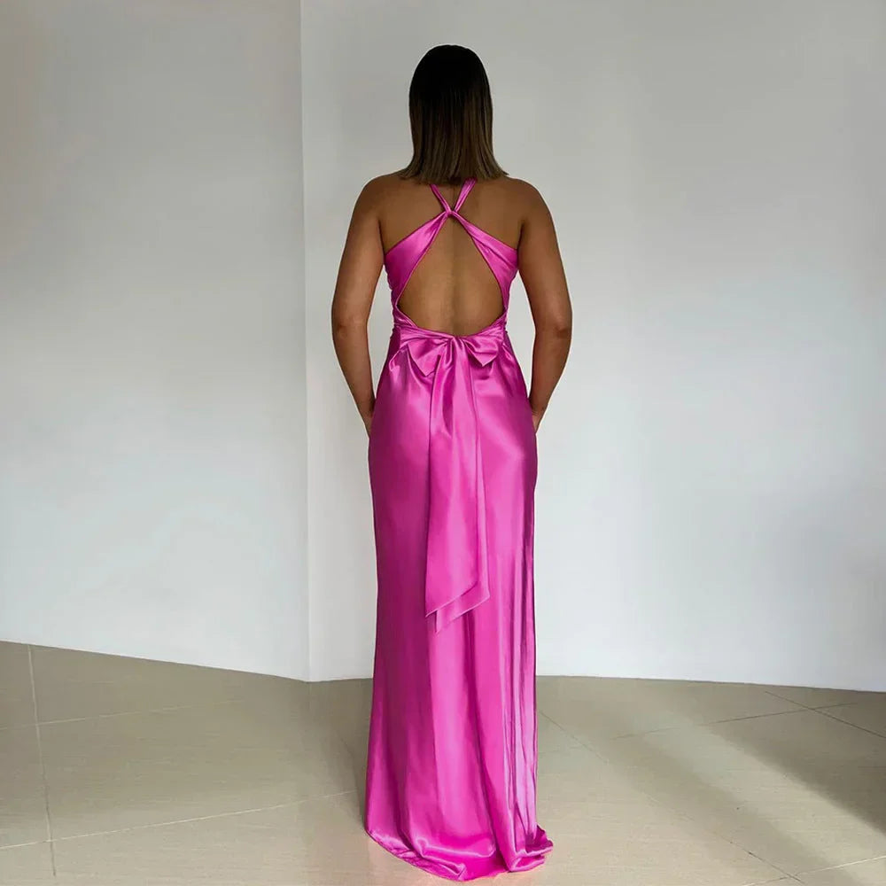 Vestido maxi mujer con escote cruzado y espalda descubierta