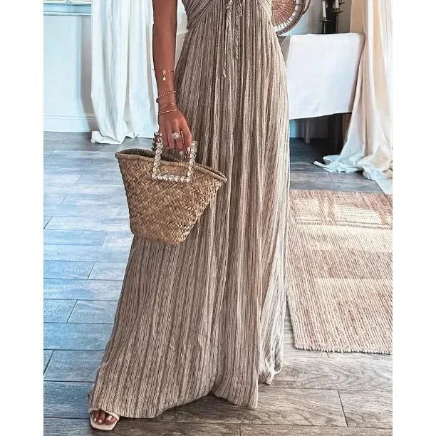 Vestido largo para mujer con tejido fluido y tirantes