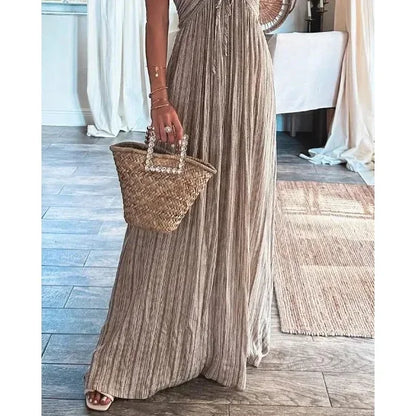 Vestido largo para mujer con tejido fluido y tirantes
