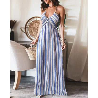 Vestido largo para mujer con tejido fluido y tirantes