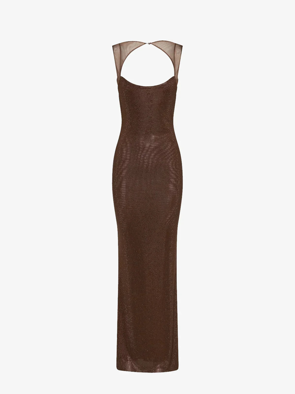Vestido largo de mujer con espalda descubierta y lentejuelas