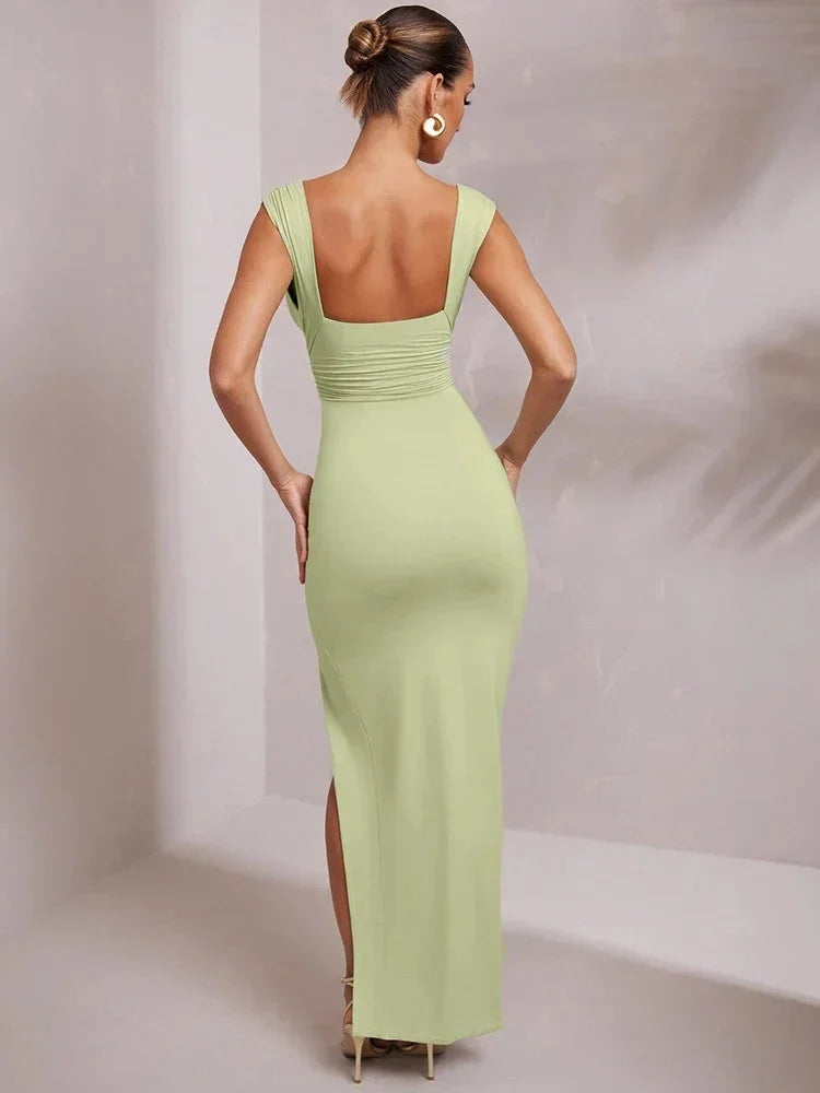 Vestido largo mujer abierto con escote pronunciado