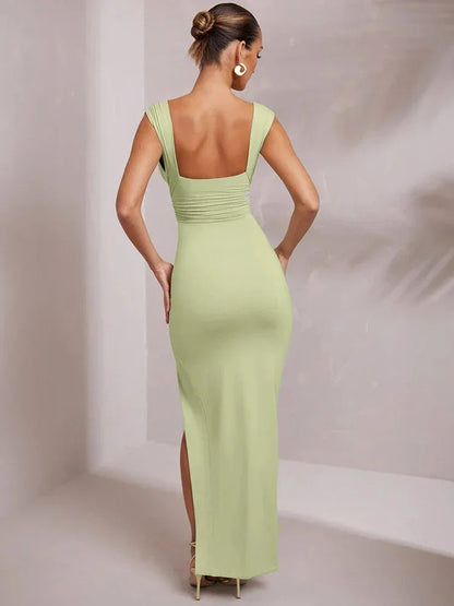 Vestido largo mujer abierto con escote pronunciado
