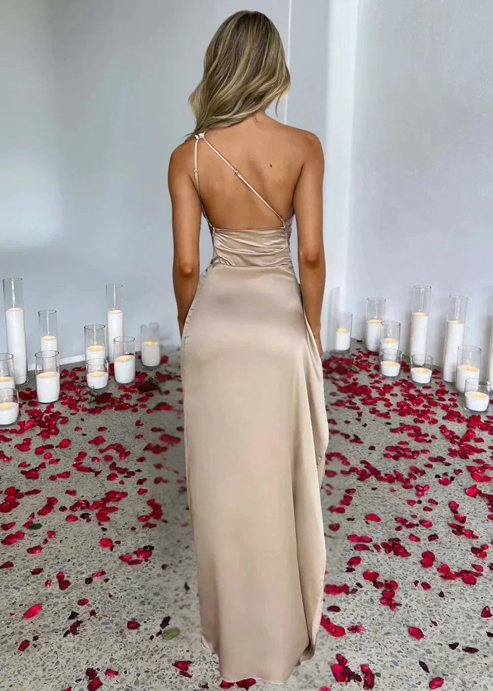 Vestido largo con abertura a un Hombro para mujer