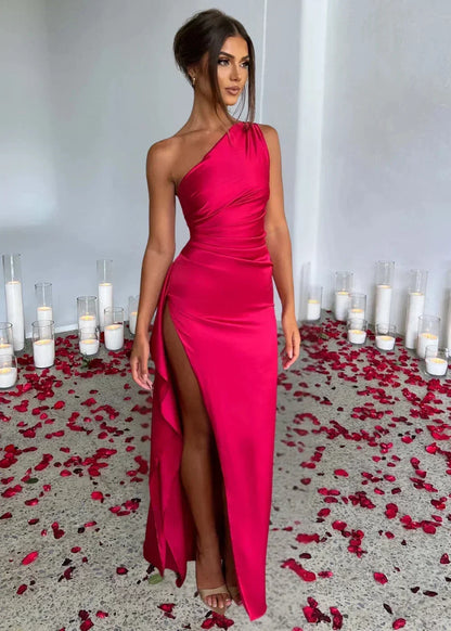 Vestido largo con abertura a un Hombro para mujer