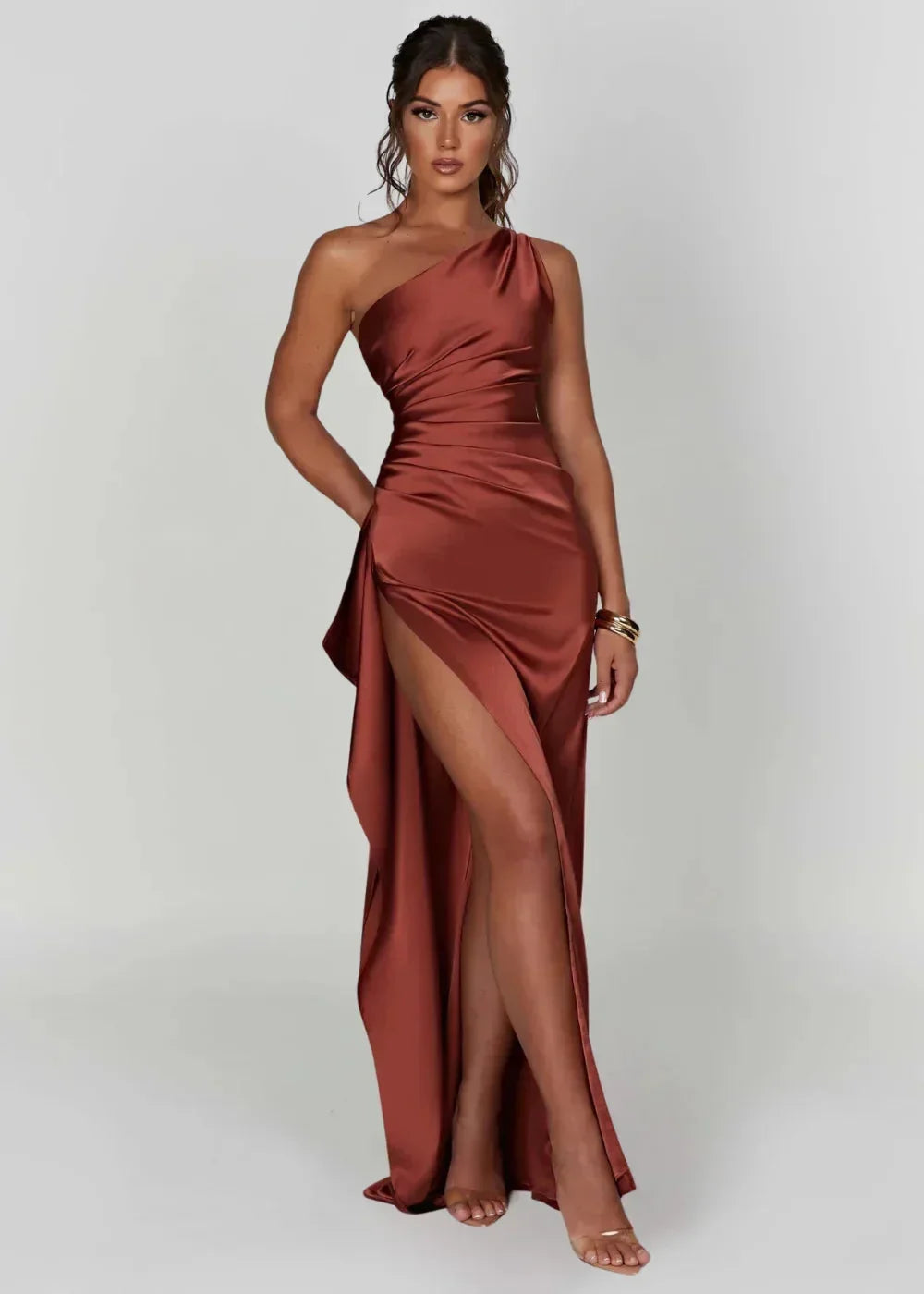 Vestido largo con abertura a un Hombro para mujer