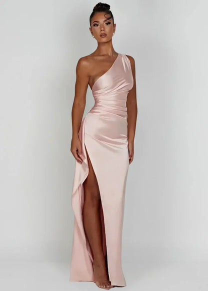 Vestido largo con abertura a un Hombro para mujer