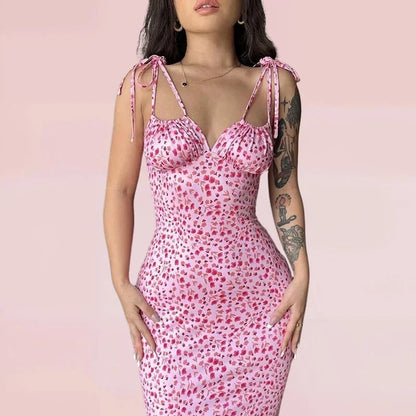 Vestido largo de mujer ajustado con estampado floral para verano