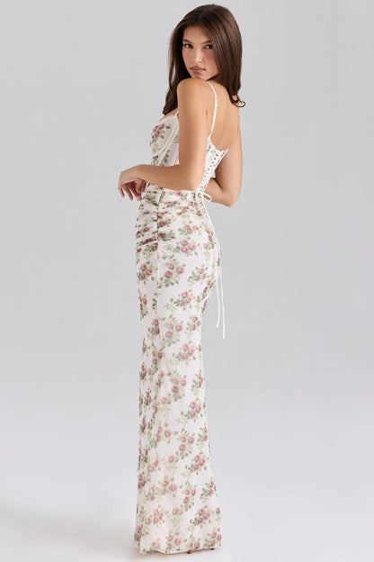Vestido largo floreado para mujer con tirantes finos
