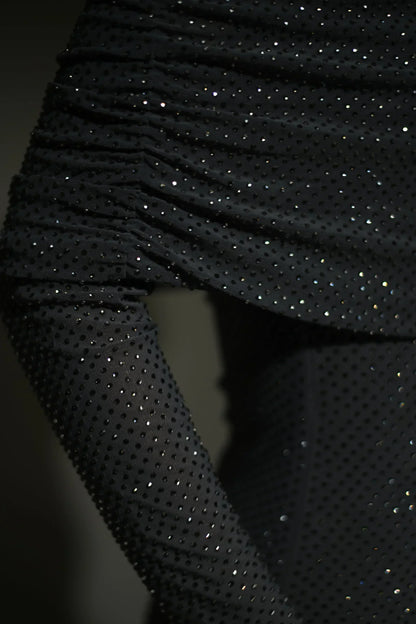 Vestido largo mujer con lentejuelas y Hombros descubiertos para fiesta