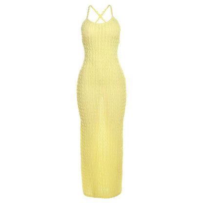 Vestido largo ajustado mujer espalda descubierta fiesta con strass