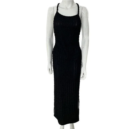 Vestido largo ajustado mujer espalda descubierta fiesta con strass