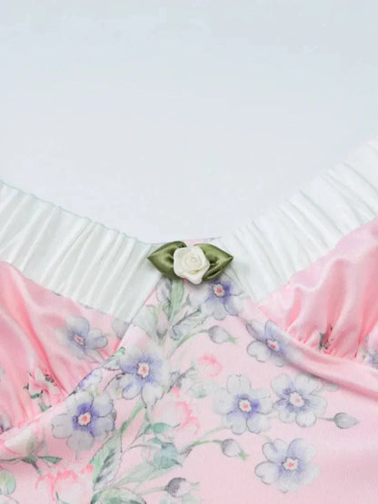 Vestido largo mujer rosa con estampado floral y espalda abierta