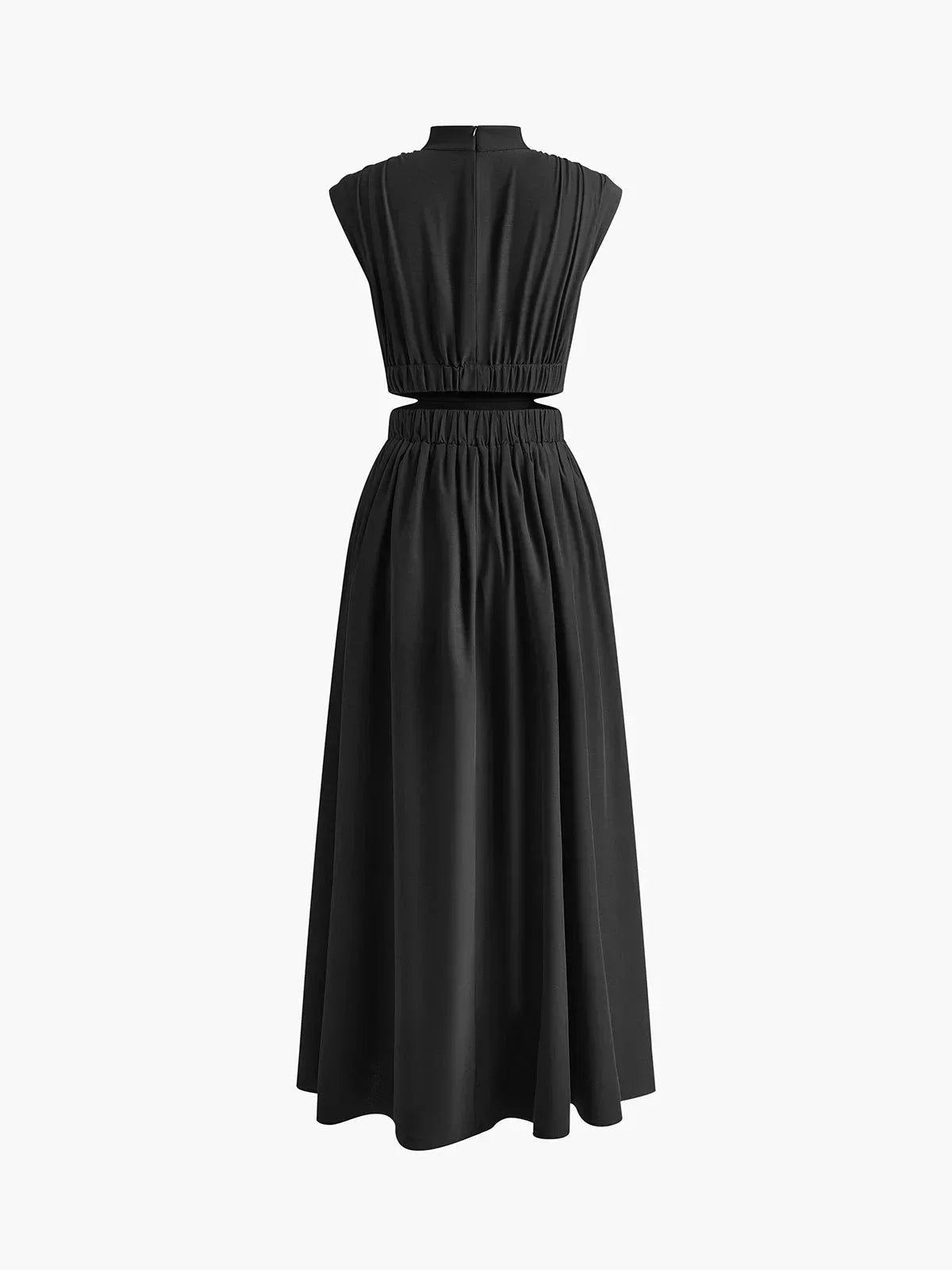 Vestido largo mujer de cuello alto con recortes elegantes