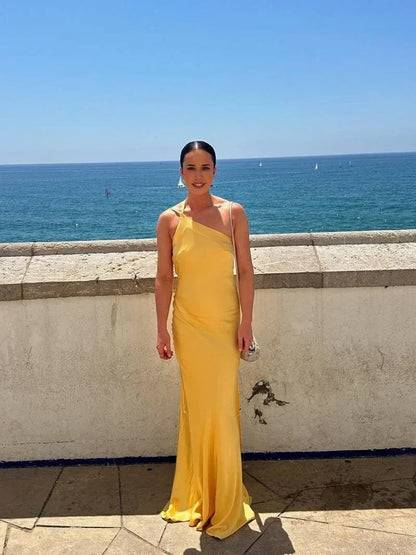 Vestido largo mujer espalda descubierta con tirantes finos para noche