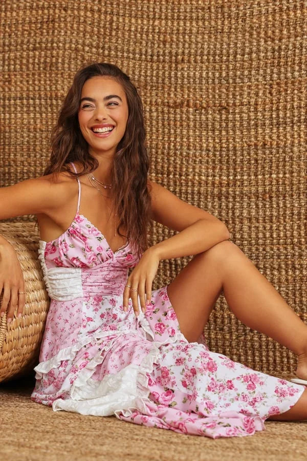 Vestido largo mujer verano patchwork tirantes finos