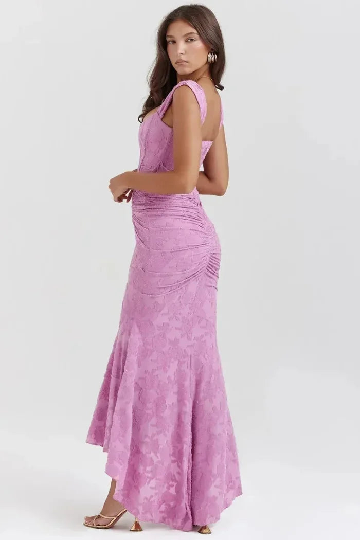 Vestido midi mujer sin mangas con encaje