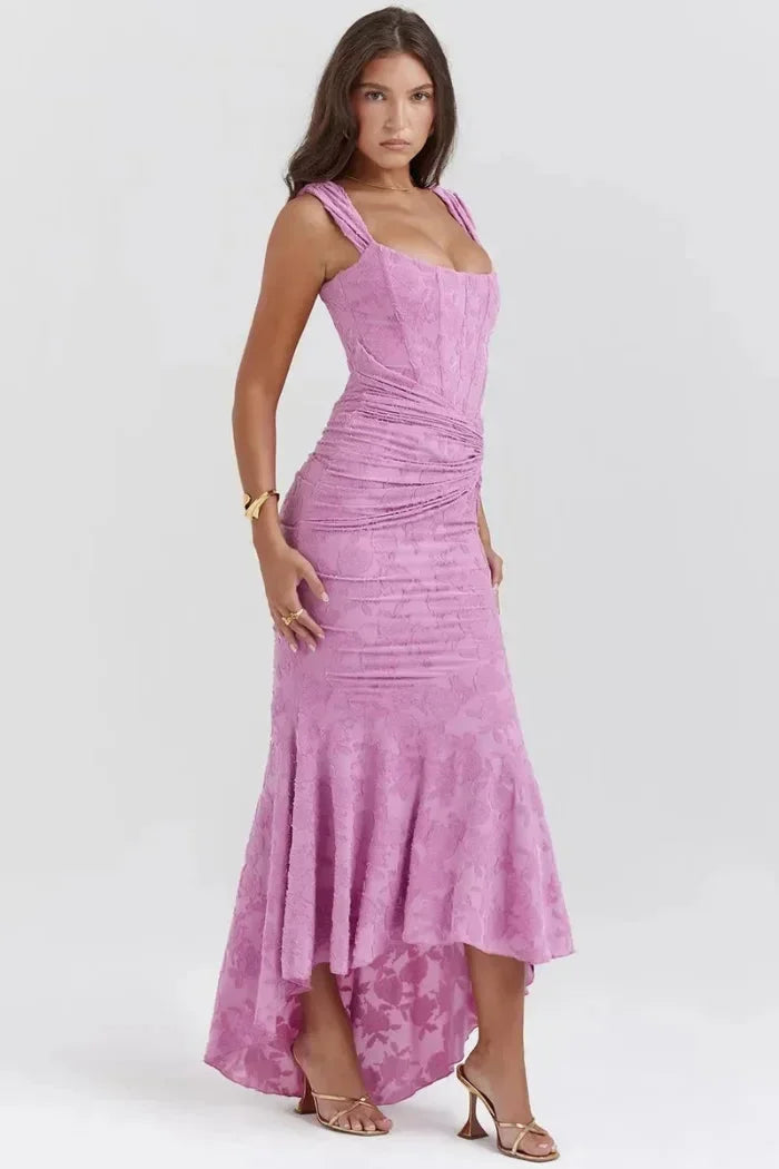 Vestido midi mujer sin mangas con encaje