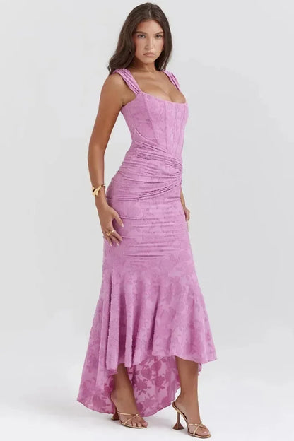 Vestido midi mujer sin mangas con encaje