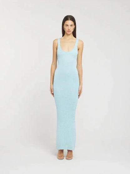 Vestido largo mujer brillante ajustado sin mangas para fiesta