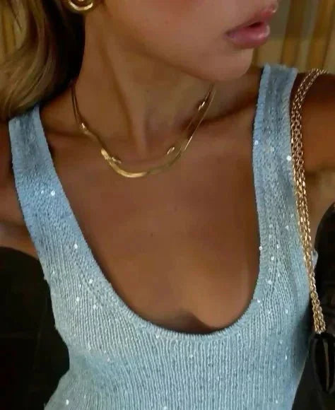 Vestido largo mujer brillante ajustado sin mangas para fiesta