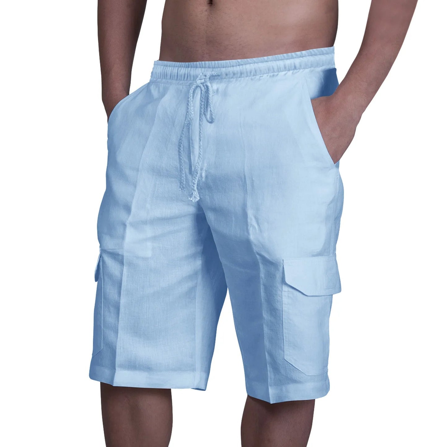 Pantalones cortos cargo de algodón y lino