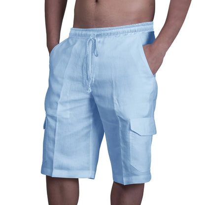 Pantalones cortos cargo de algodón y lino