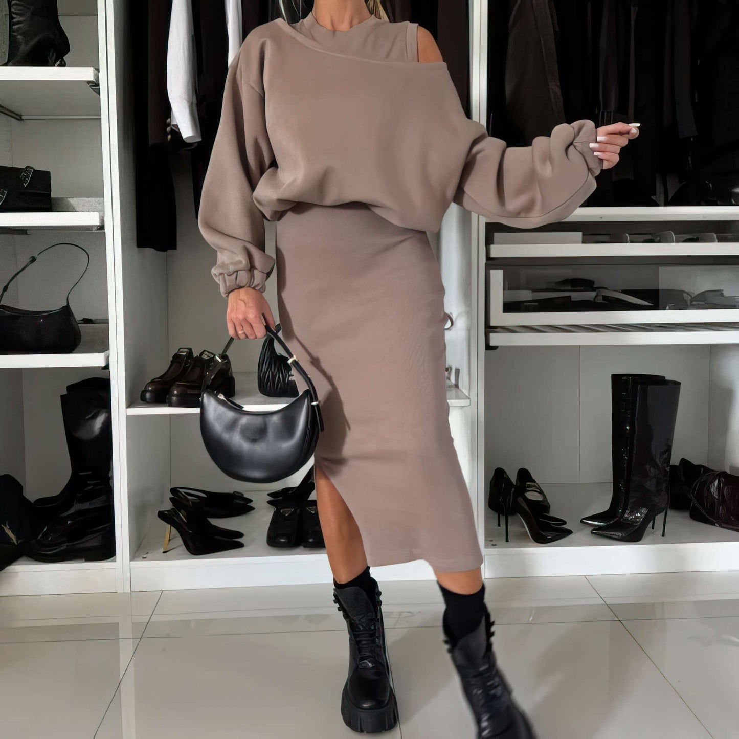 Leah | Set con Cold-Shoulder-Top y Midirock